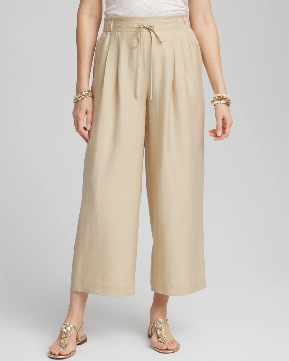Wide-Leg Cinched Waist Cropped Pants | Chico's